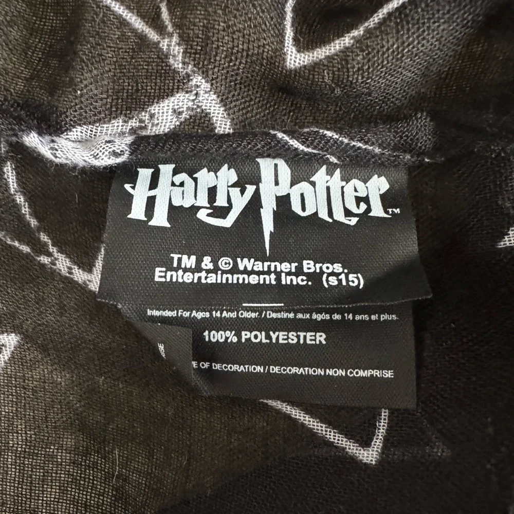 Harry Potter Deathly Hallows Infinity Scarf Black Sheer Lightweight OS